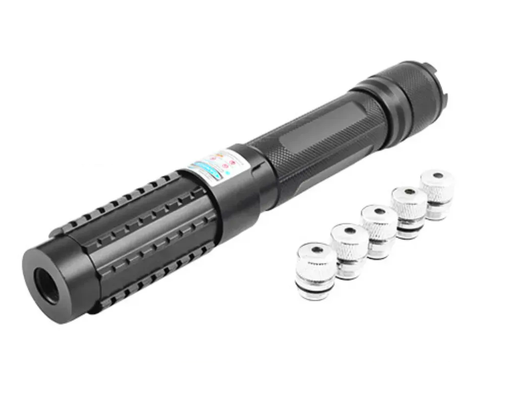 Ліхтар YX-B015 2х16340 лазер синій 5 насадок зарядка 220V (234585079)