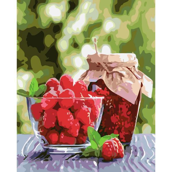 Картина по номерам Strateg Натюрморты Малиновое варенье 40х50 см в термопакете (SY6282-mt)