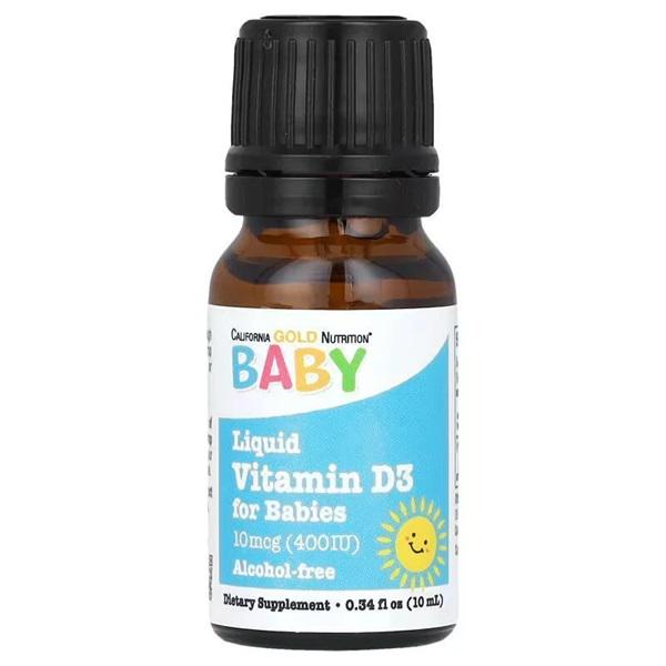 Вітамін D California Gold Nutrition Baby Vitamin D3 400 IU 10 ml - фото 1