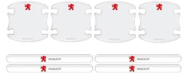 Наклейки защитные с маркой автомобиля Peugeot на дверные ручки и под дверные ручки Прозрачный (1992673129)