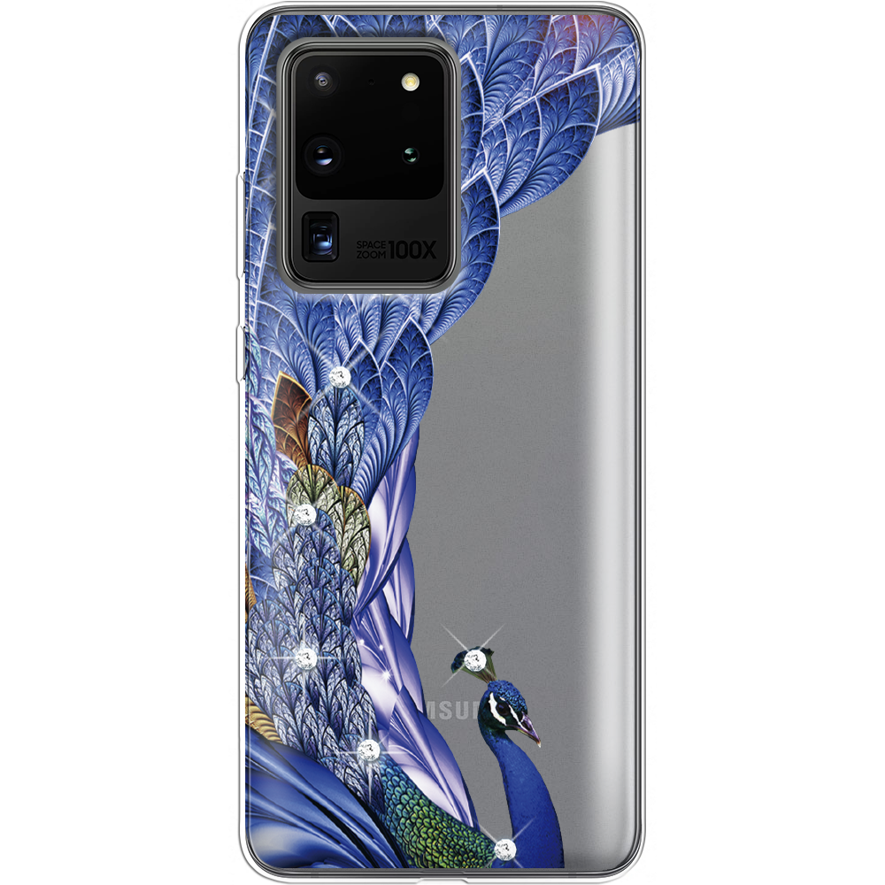 Чехол Boxface Samsung G988 Galaxy S20 Ultra Павлин со стразами Прозрачный силикон (38878-rs7-38878)