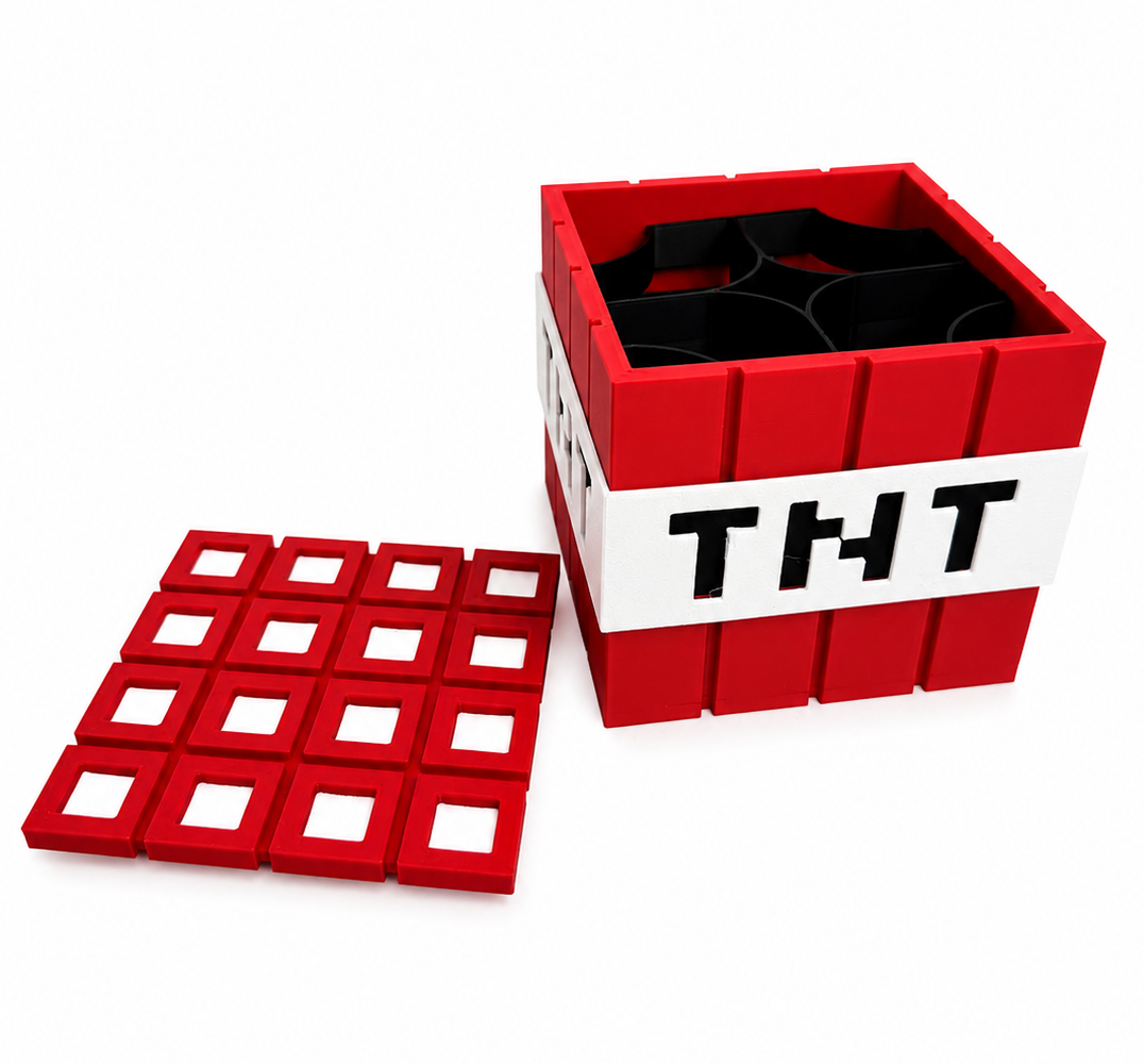 Органайзер детский настольный в стиле Minecraft ТНТ для ручек и карандашей 8x8 см Красный (35049566)