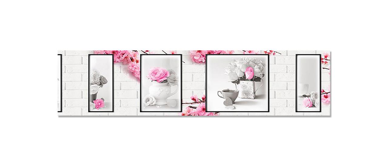 Наклейка виниловая на кухню Zatarga Белые кирпичи и Цветы 600х2500 мм (1262637348) Наклейка виниловая на кухню Zatarga Белые кирпичи и Цветы 600х2500 мм (1262637348)