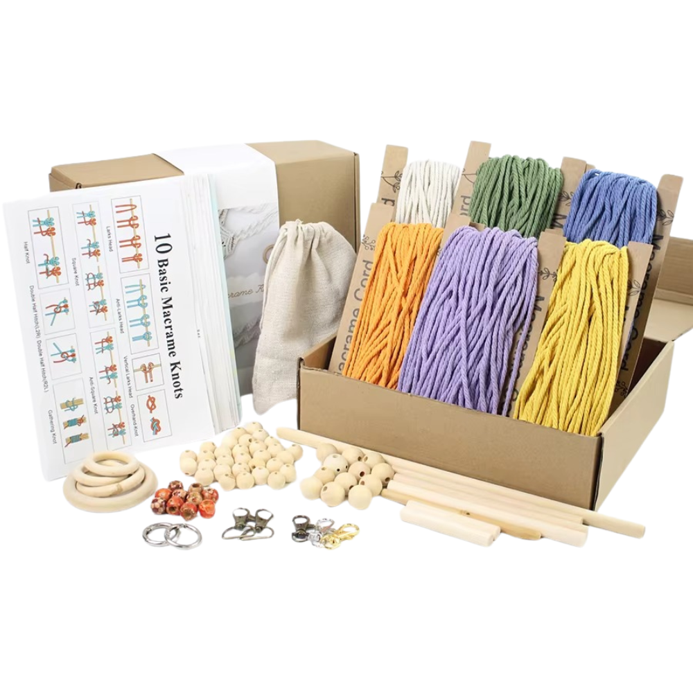 Набір макраме для рукоділля творчості та ручного в'язання прикрас і аксесуарів для дому 10в1