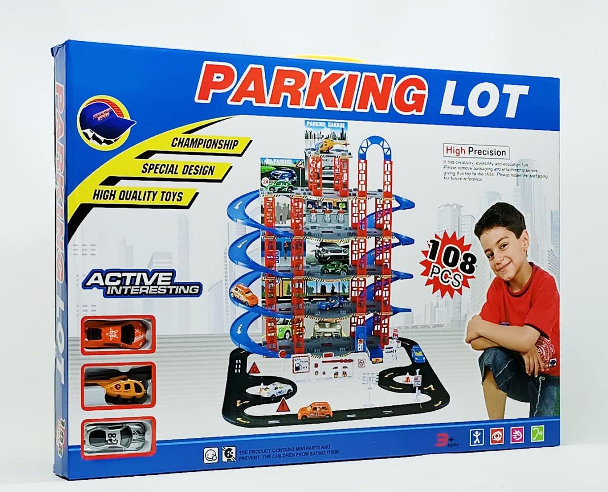 Детский набор Парковка машинки/вертолет/дорожные знаки 108 деталей (0908-32)