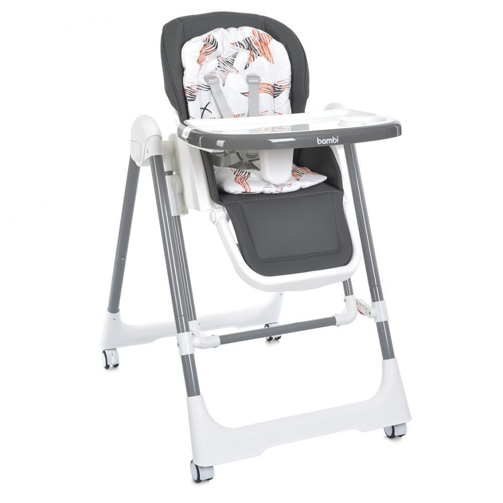 Стульчик детский для кормления Bambi M 5897 из комбинированных материалов по регулировке спинки 58х81х99 см Серый (150-7-M 5897 Gray)