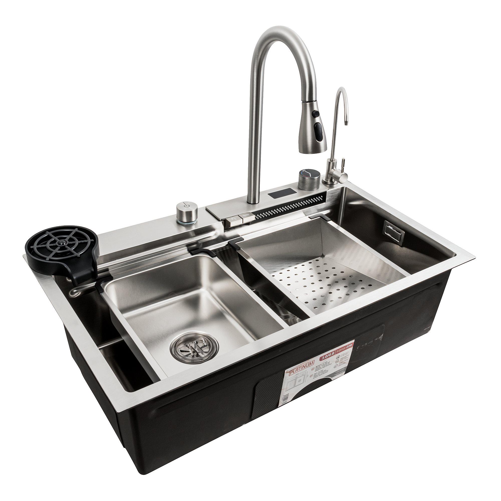 Мойка кухонная Platinum Handmade Водопад 75х45G сатин - фото 8 Мойка кухонная Platinum Handmade Водопад 75х45G сатин - фото 8