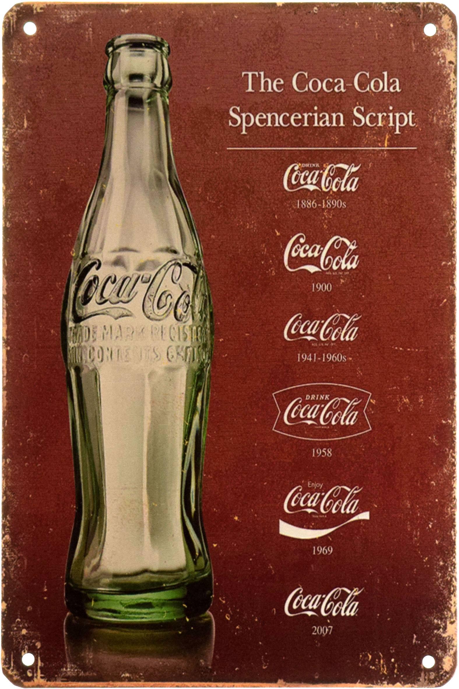 Табличка металлическая Coca-Cola Spencerian Script 20x30 см