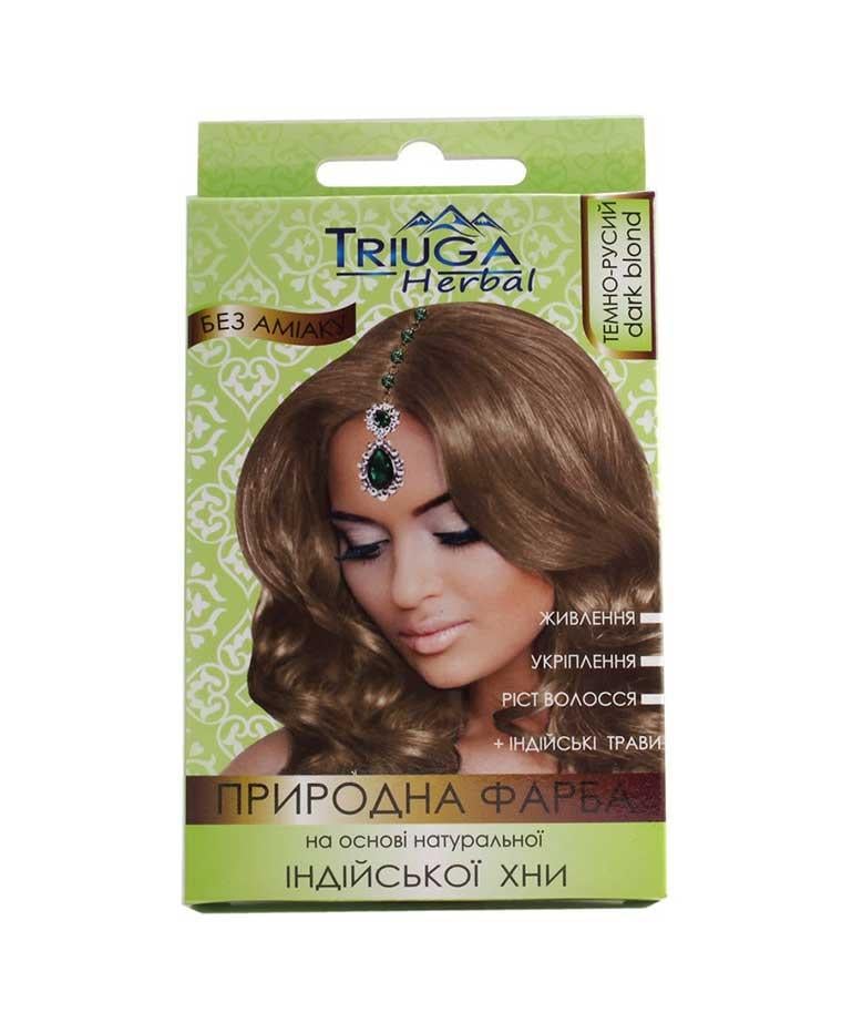 Фарба для волосся Triuga натуральна на основі хни 25 г Темно-русявий