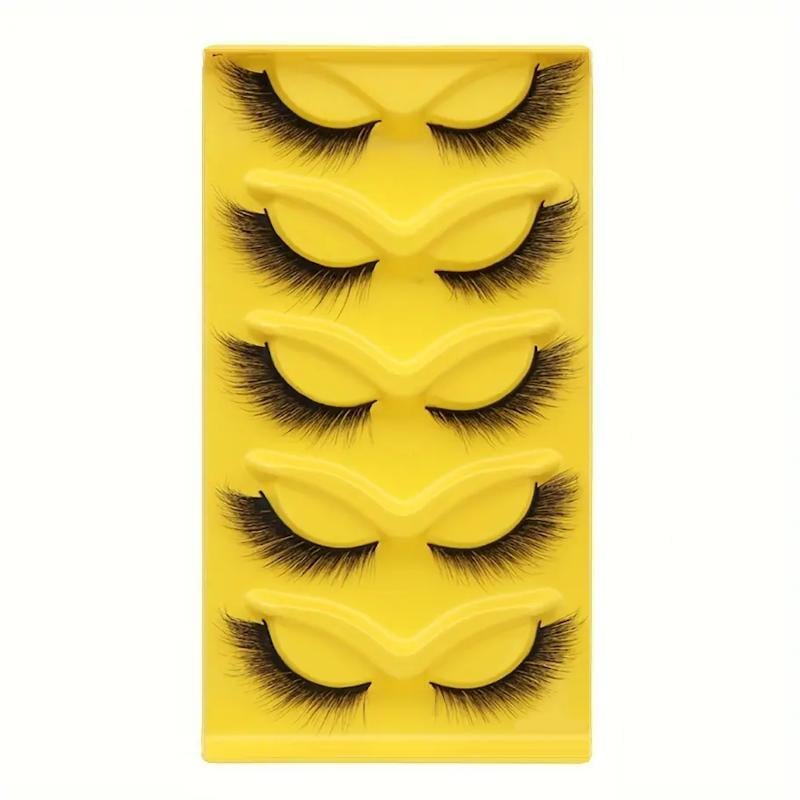 Ресницы накладные с изгибом Кошачий глаз из синтетического моноволокна 5 пар Черный (27086264)