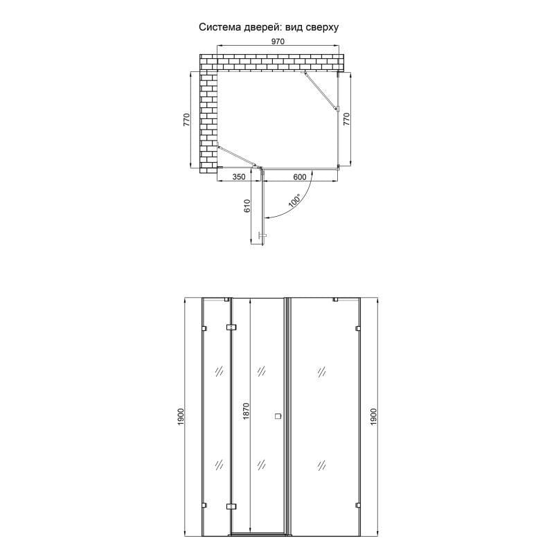 Душевая кабина Qtap Capricorn CRM1018RC6 100х80 см, стекло Clear 6 мм без поддона - фото 2