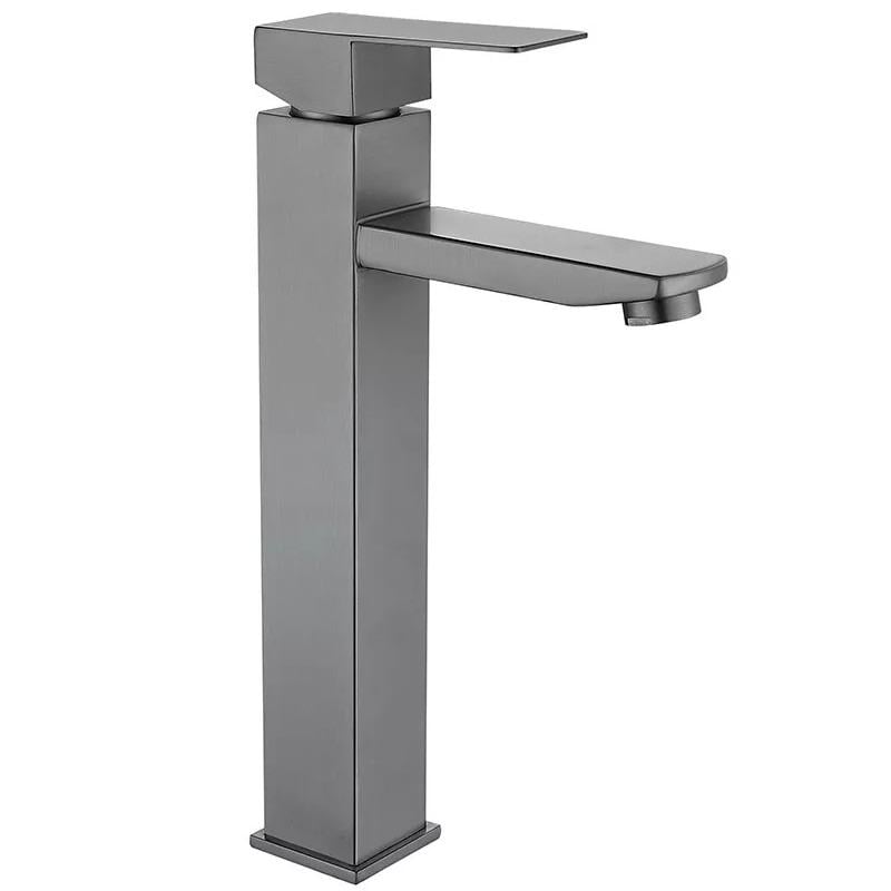 Смеситель для умывальника Wezer PRO11-02-GUNGREY высокий однорычажный Серый (163095)