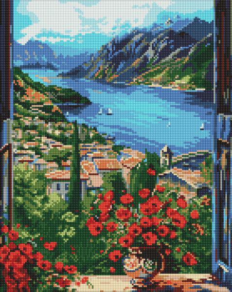 Алмазна мозаїка Ideyka Пристань у горах 40x50 см (Id-AMO8095)