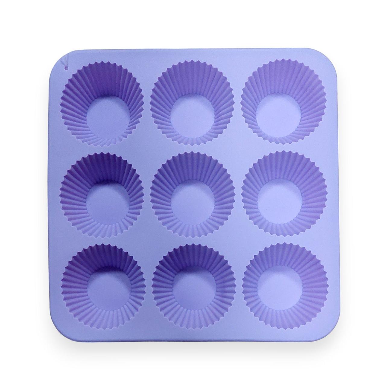 Форма силіконова A-PLUS №1967 9в1 для кексів та маффінів 21,5х21,5х2,7 см (201789-лав)