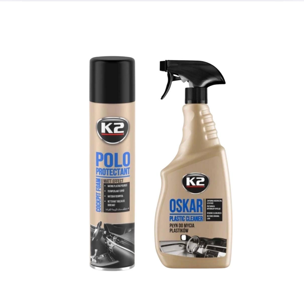 Набор для очистки и ухода за пластиком салона K2 очиститель Oskar Plastic Cleaner/полироль Polo Protectant (GD1872)