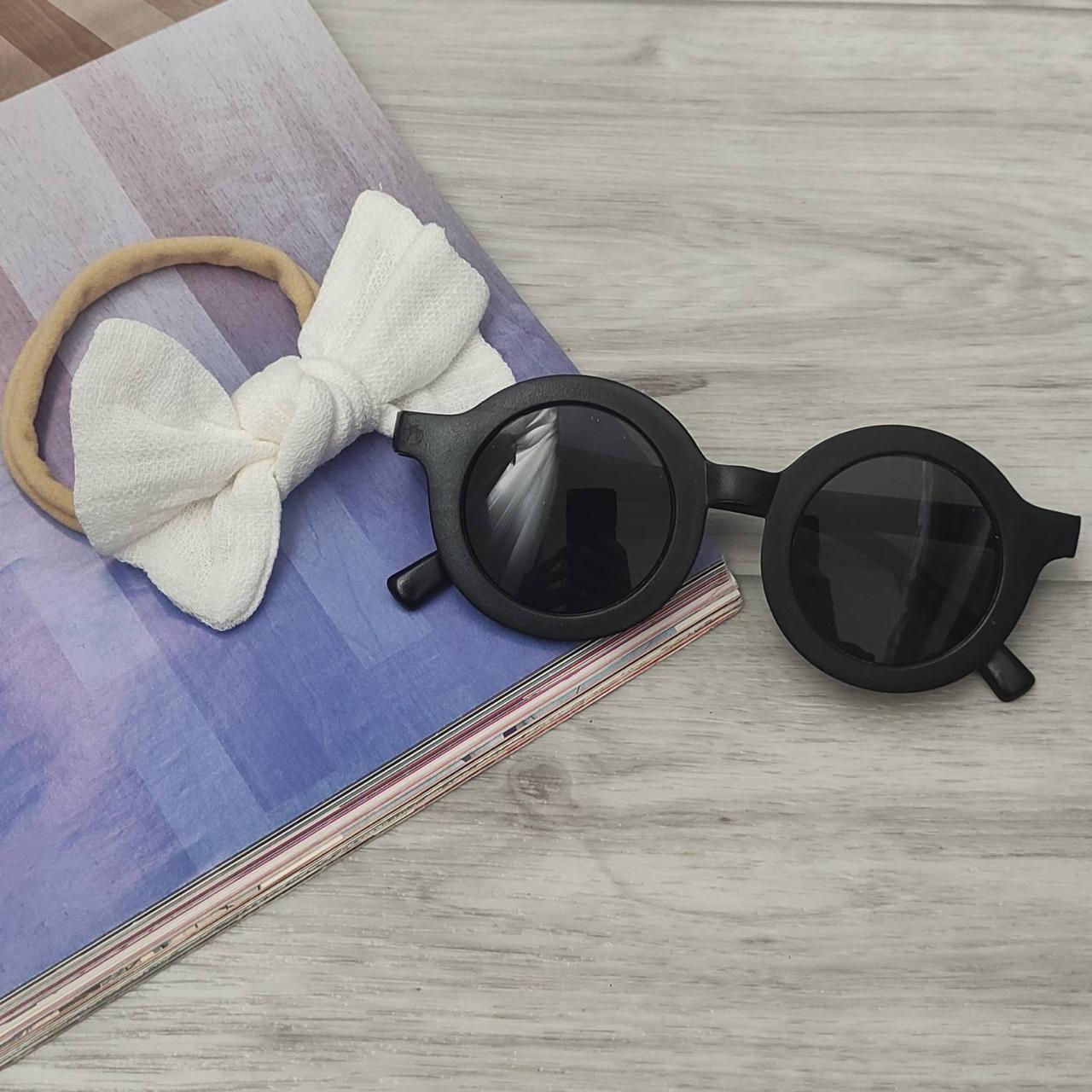 Очки детские круглые с повязкой до 7 лет Черный с белым (86584)