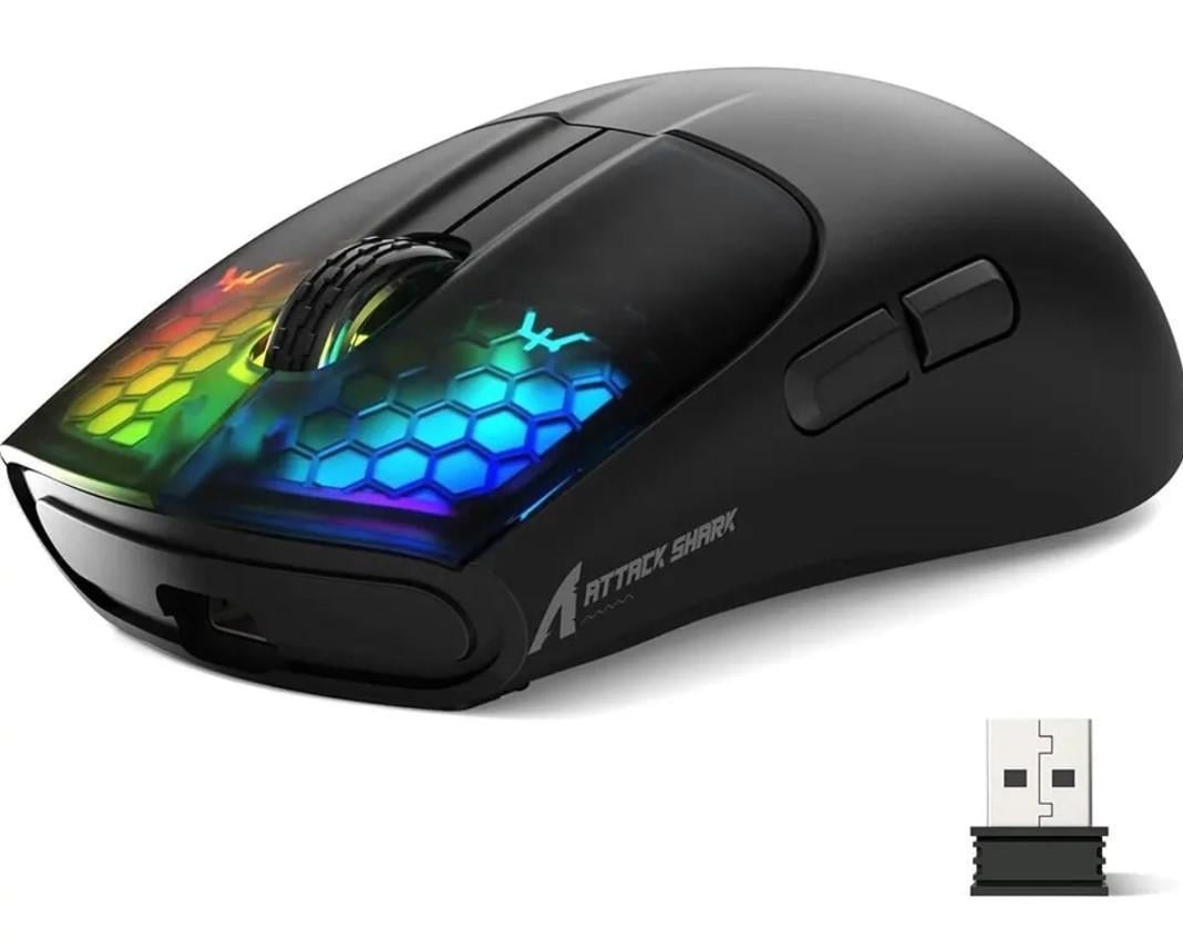 Мышка геймерская аккумуляторная attack shark X5 PixArt PAW3212 Bluetooth/2,4G 4000DPI Black (X5-3212B)