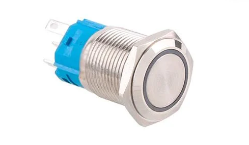 Кнопка фіксуюча 22F-11EZ 22 мм з підсвіткою зеленого LED 12-24V 5pin (810-002d9)