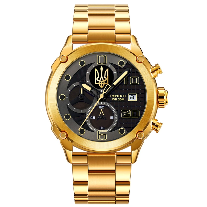 Наручные часы Patriot 016 Тризуб золото Gold/Black Steel