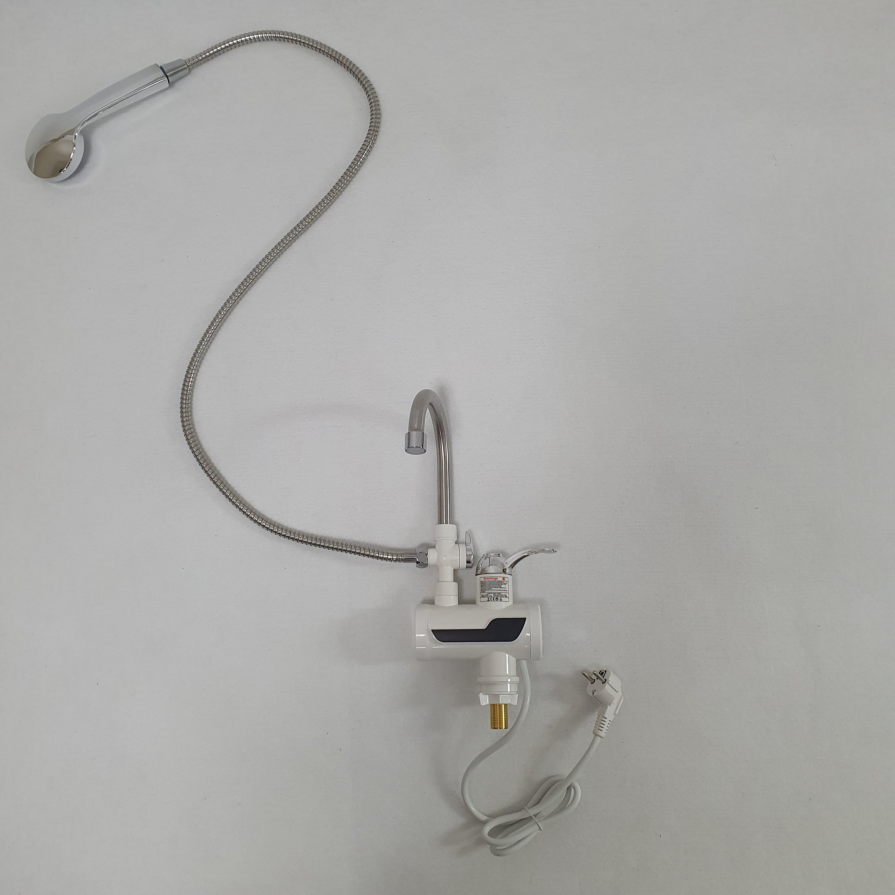 Кран водонагреватель проточный с душем с LCD-экраном и нижним подключением 3000 Вт Белый (RX-019)