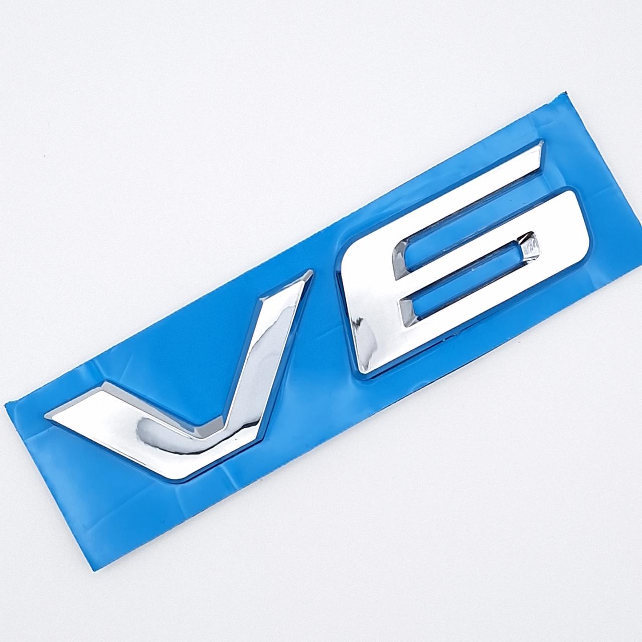 Эмблема надпись V6 Toyota 10х2,3 см Хром глянцевый (2343808729)