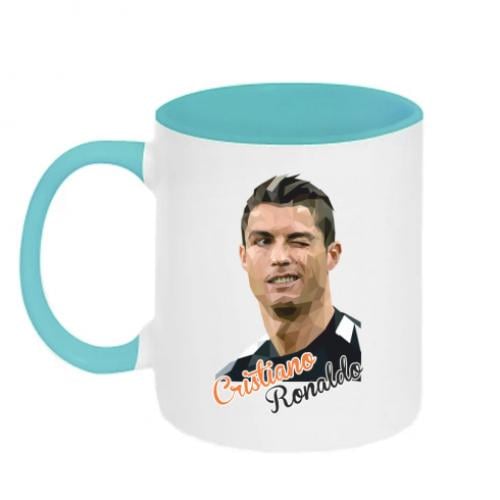 Чашка двухцветная Кристиано Роналдо 320 мл Белый с бирюзовым (350529-64-43478) - фото 1 Чашка двухцветная Кристиано Роналдо 320 мл Белый с бирюзовым (350529-64-43478) - фото 1