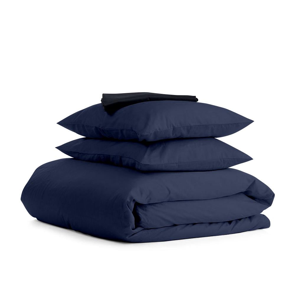 Комплект євро постільної білизни Cosas Satin Dark Blue Black-S 200х220 см (4822054056774)