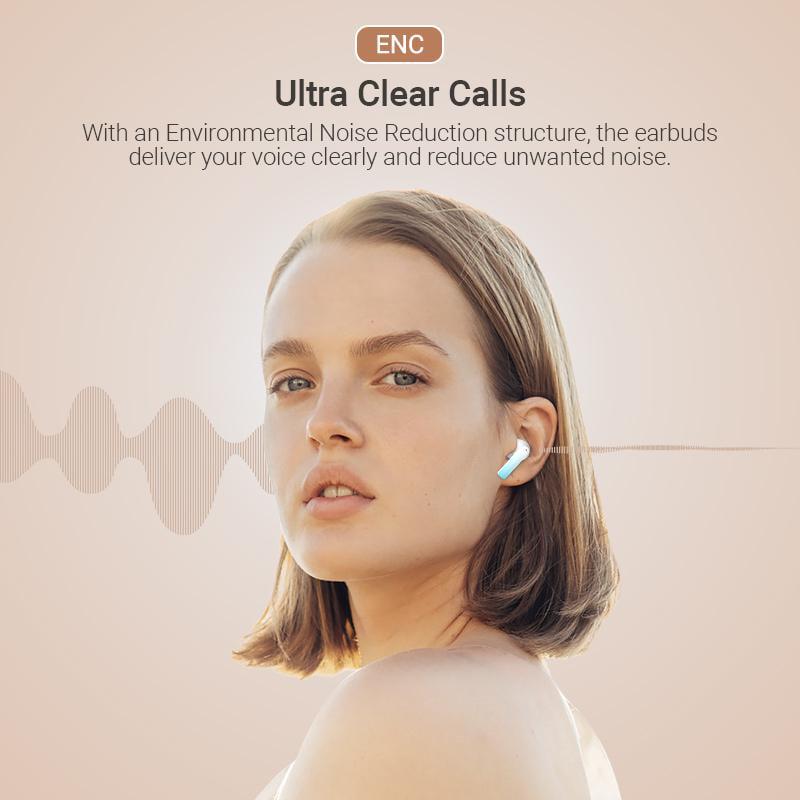 Навушники бездротові Vention Elf E04 Bluetooth 5.3 шумозаглушення TWS 10 мм 22 год відтверення AAC/SBC Hi-Fi водонепроникні IPX5 Білий (NBIW0) - фото 5 Навушники бездротові Vention Elf E04 Bluetooth 5.3 шумозаглушення TWS 10 мм 22 год відтверення AAC/SBC Hi-Fi водонепроникні IPX5 Білий (NBIW0) - фото 5