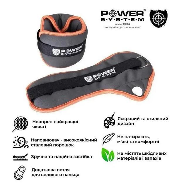 Обтяжувачі-манжети для ніг та рук Power System PS-4045 Ankle Weights 2 шт. 0,5 кг (PS-4045_Grey) - фото 2 Обтяжувачі-манжети для ніг та рук Power System PS-4045 Ankle Weights 2 шт. 0,5 кг (PS-4045_Grey) - фото 2