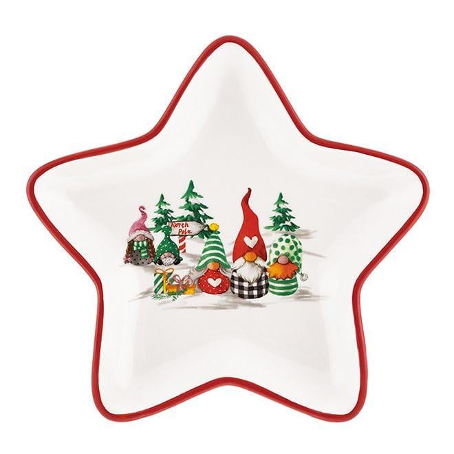 Блюдо керамічне зірка Flora Різдвяні Гноми 21,5х21,5 см (32792)