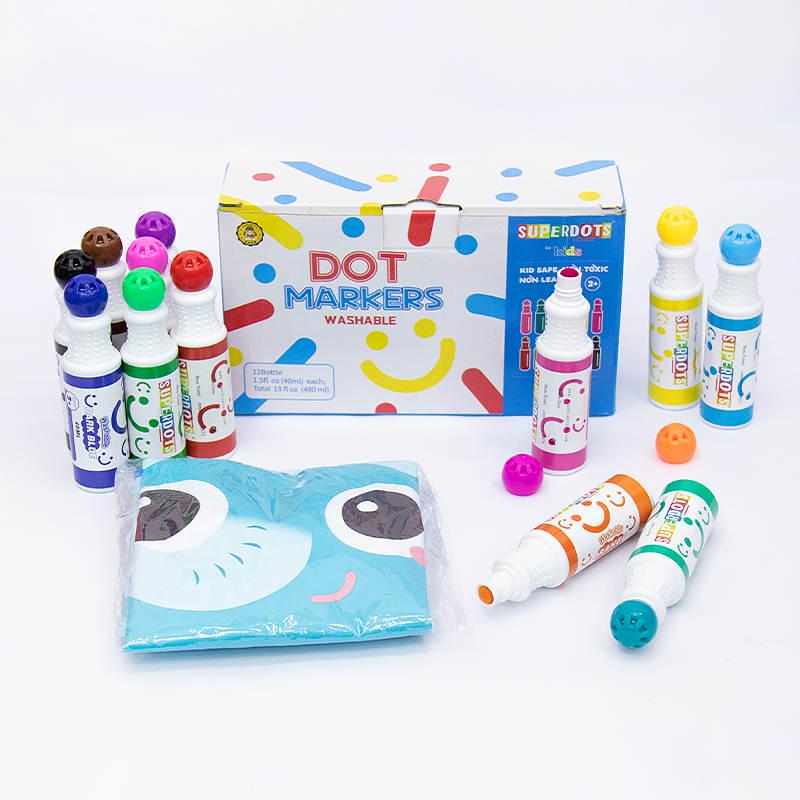 Точечные фломастеры на водной основе детские Superdots Dot painting 12 цветов по 40 мл