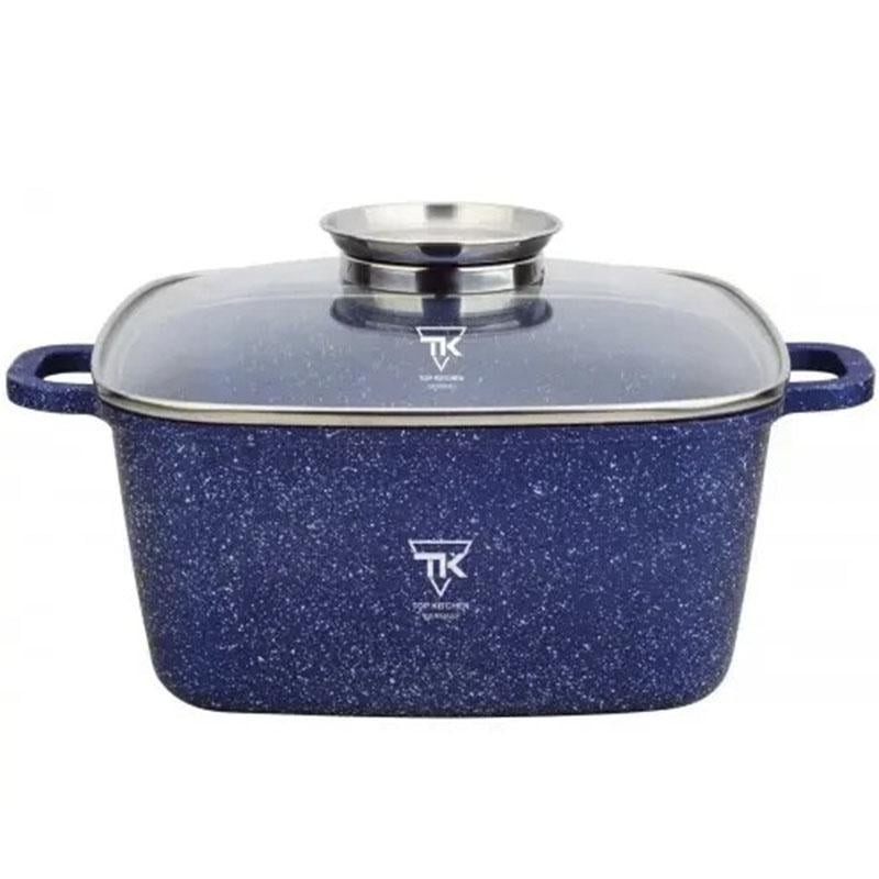 Кастрюля квадрат Top Kitchen с мраморным антипригарным покрытием 28 см 6,7 л Синий (ТК058)