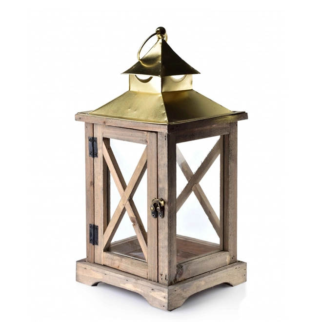 Підсвічник-ліхтар дерев'яний Levi Natural HTO1751 (35252) - фото 1