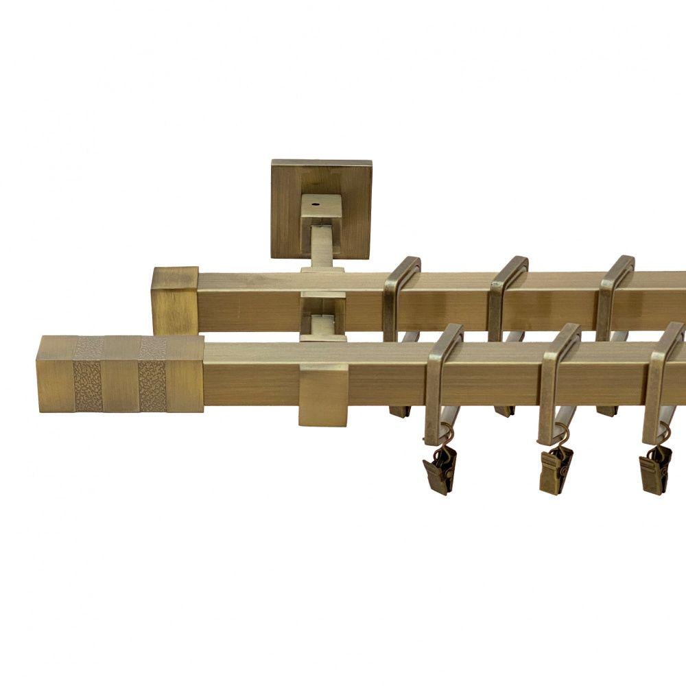 Карниз Orvit Картер Антик ( Нептун) металевий дворядний бруклін гладка труба кільце тихохідне квадро з жабкою 20/20 мм 300 см Антик (00-00015602)