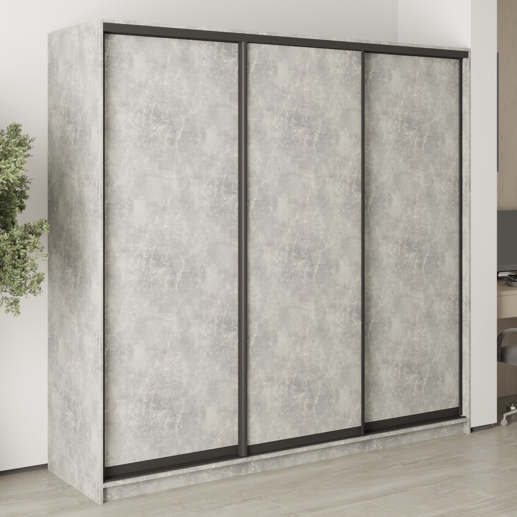 Шкаф-купе трехдверный Mebel Star Комбо BG MBS-8952 220х45х210 см Бетон (1008941) - фото 1 Шкаф-купе трехдверный Mebel Star Комбо BG MBS-8952 220х45х210 см Бетон (1008941) - фото 1