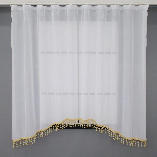 Тюль арка лен/бахрома 270х145 см Белый (000к 51-208) Тюль арка лен/бахрома 270х145 см Белый (000к 51-208)
