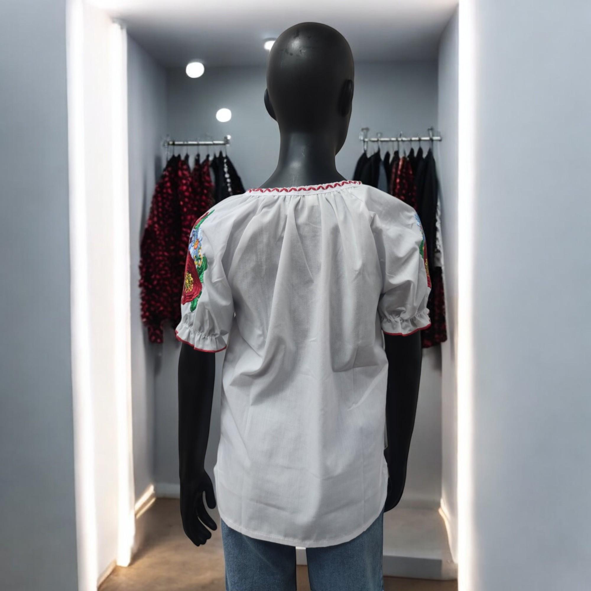 Вышиванка для девочки Poppy Wreath традиционная украинская 128 см (T_V0913KR_128) - фото 3 Вышиванка для девочки Poppy Wreath традиционная украинская 128 см (T_V0913KR_128) - фото 3