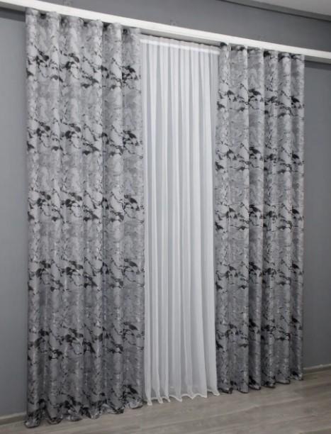 Комплект штор жакард Мармур Al3 1,45х2,7 м 2 шт. Світло-сірий/Чорний (1598ш) - фото 5 Комплект штор жакард Мармур Al3 1,45х2,7 м 2 шт. Світло-сірий/Чорний (1598ш) - фото 5