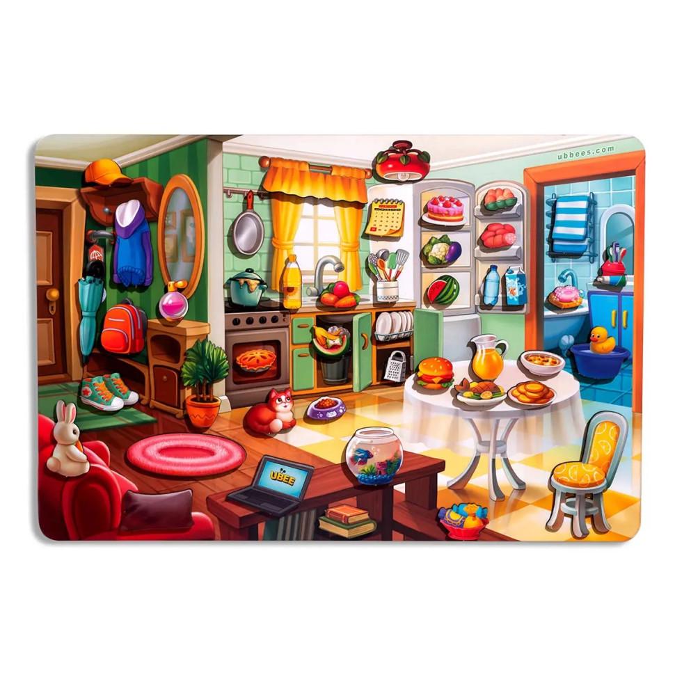 Пазлы деревянные Ubumblebees Вкладыш Наведи порядок в комнате и накорми Ваню 42 дет. (IP-177-P-169)