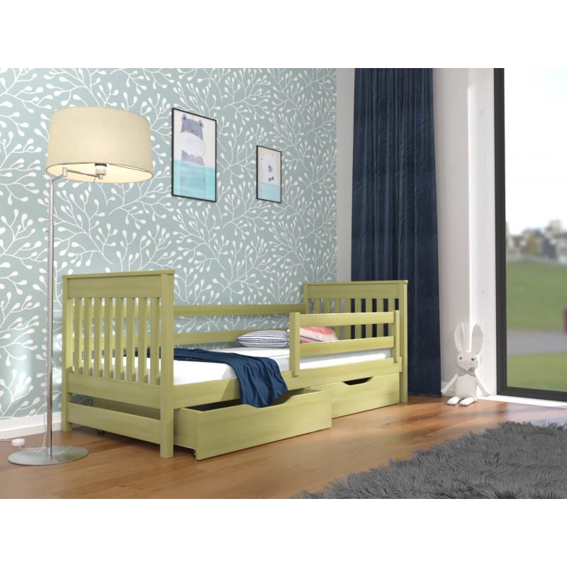 Кровать в детскую односпальная Luna mebli Адель с бортиком/ящиками 80x160 см 80x160 см Хаки (43390)