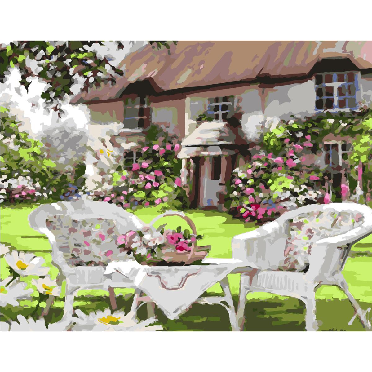 Картина за номерами Strateg Столик біля дому 40x50 см (SY6609) Картина за номерами Strateg Столик біля дому 40x50 см (SY6609)