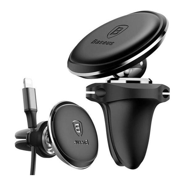 Автотримач для телефону BASEUS Magnetic Air Vent Car Mount with Cable Clip Black (SUGX020001) - фото 2