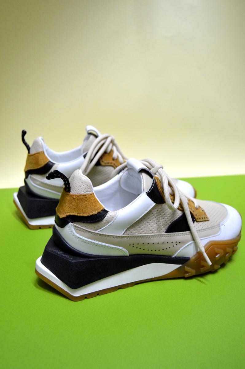 Кросівки жіночі Aquamarin шкіра/замша р. 38 Бежево-біло-чорний (94100760238) - фото 2