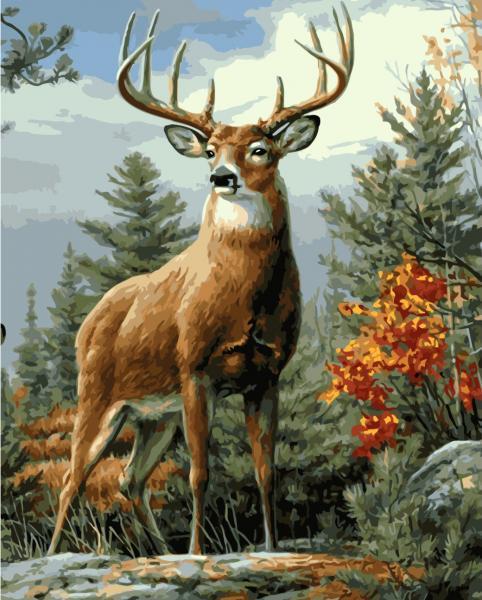 Набор для росписи по номерам Strateg Величественный олень 40х50 см (VA-2070-mt)