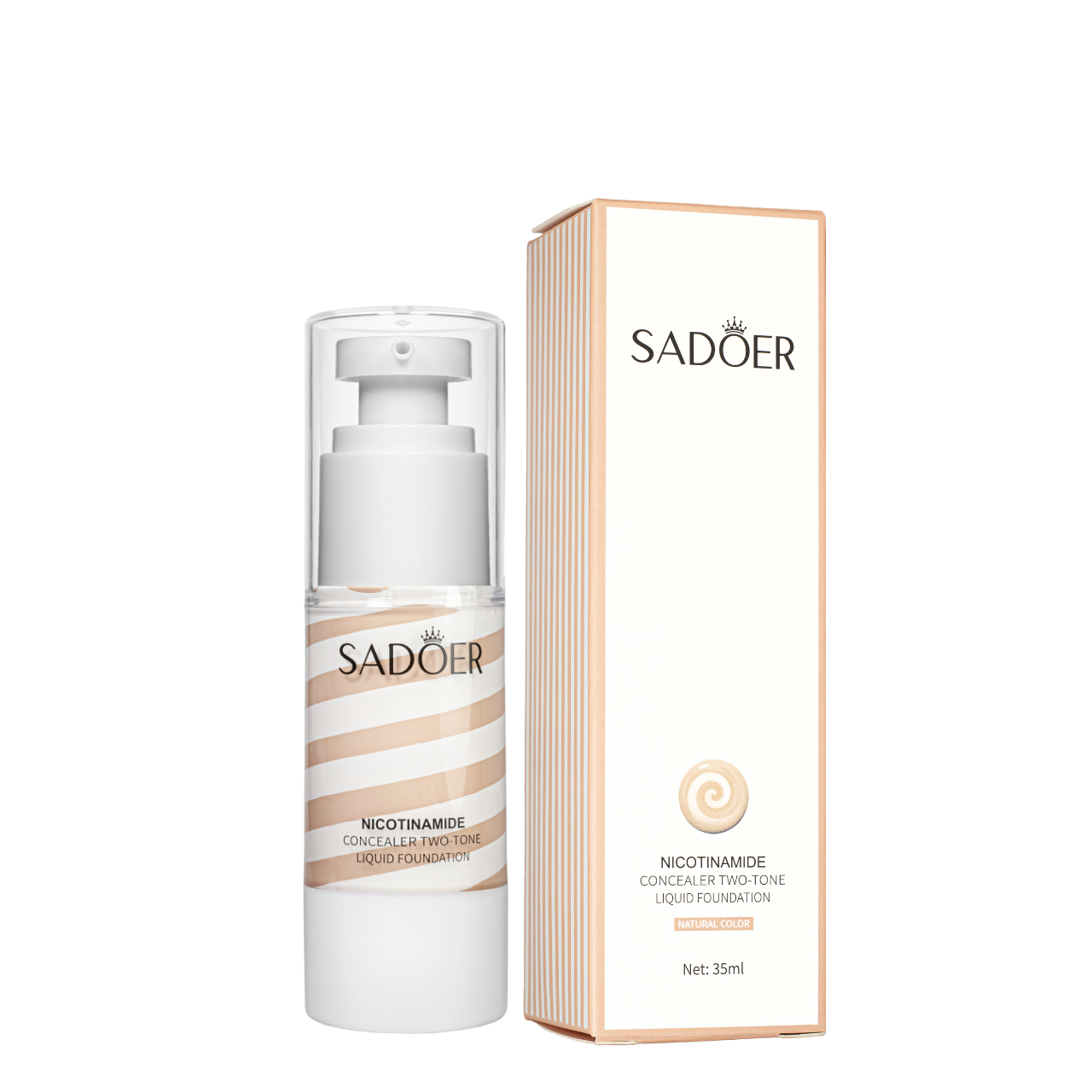 Тональный крем для лица Sadoer Concealer Two Tone Liquid Foundation увлажняющий двухфазный 35 мл Натуральный
