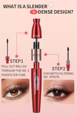 Тушь для ресниц YANQINA 4D 2 in1 Waterproof Mascara Double Effect Mascara 8,5 мл Черный (0402016) - фото 5