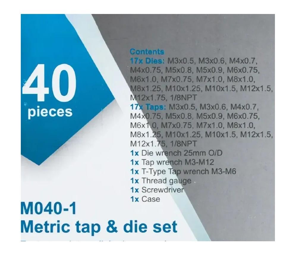 Набор метрических/дюймовых метчиков и плашек Scheppach SCH-M040-1 в металлическом кейсе 40 шт. М3-М12 (SCH-M040-1) - фото 4