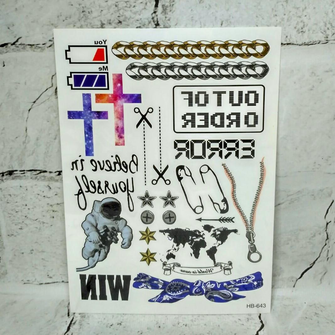 Тату временные Микс лист 15x21 см (HB-643)