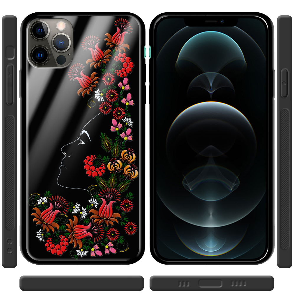 Чехол Boxface iPhone 12 Pro Max 3D Ukrainian Muse Черный силикон со стеклом (41085-bk64-41128) - фото 2