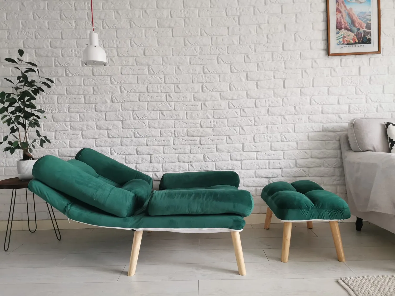 Розкладне крісло для відпочинку Uszak Dior з підставкою для ніг Зелений - фото 6